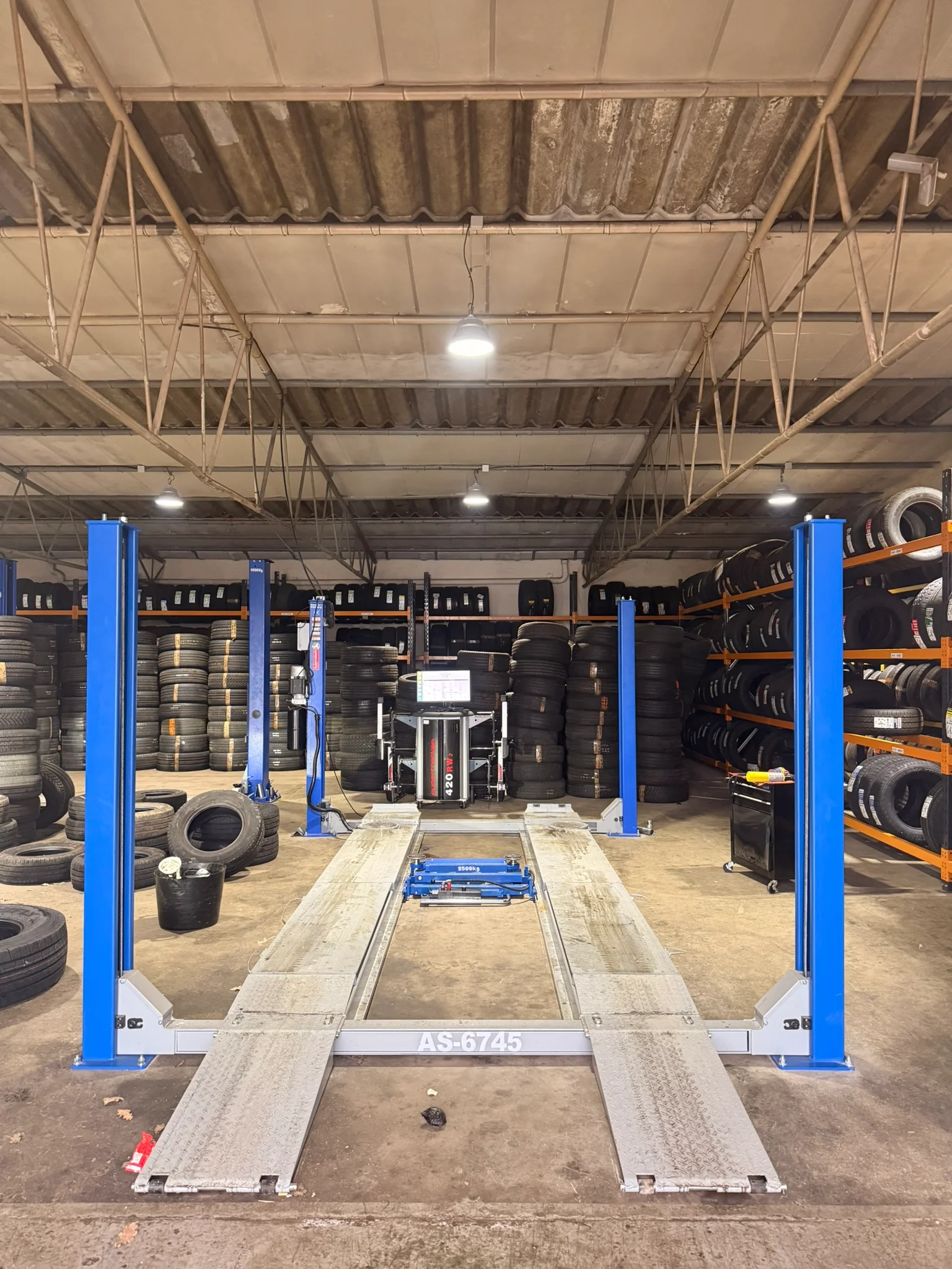 Tracking machine inside garage.